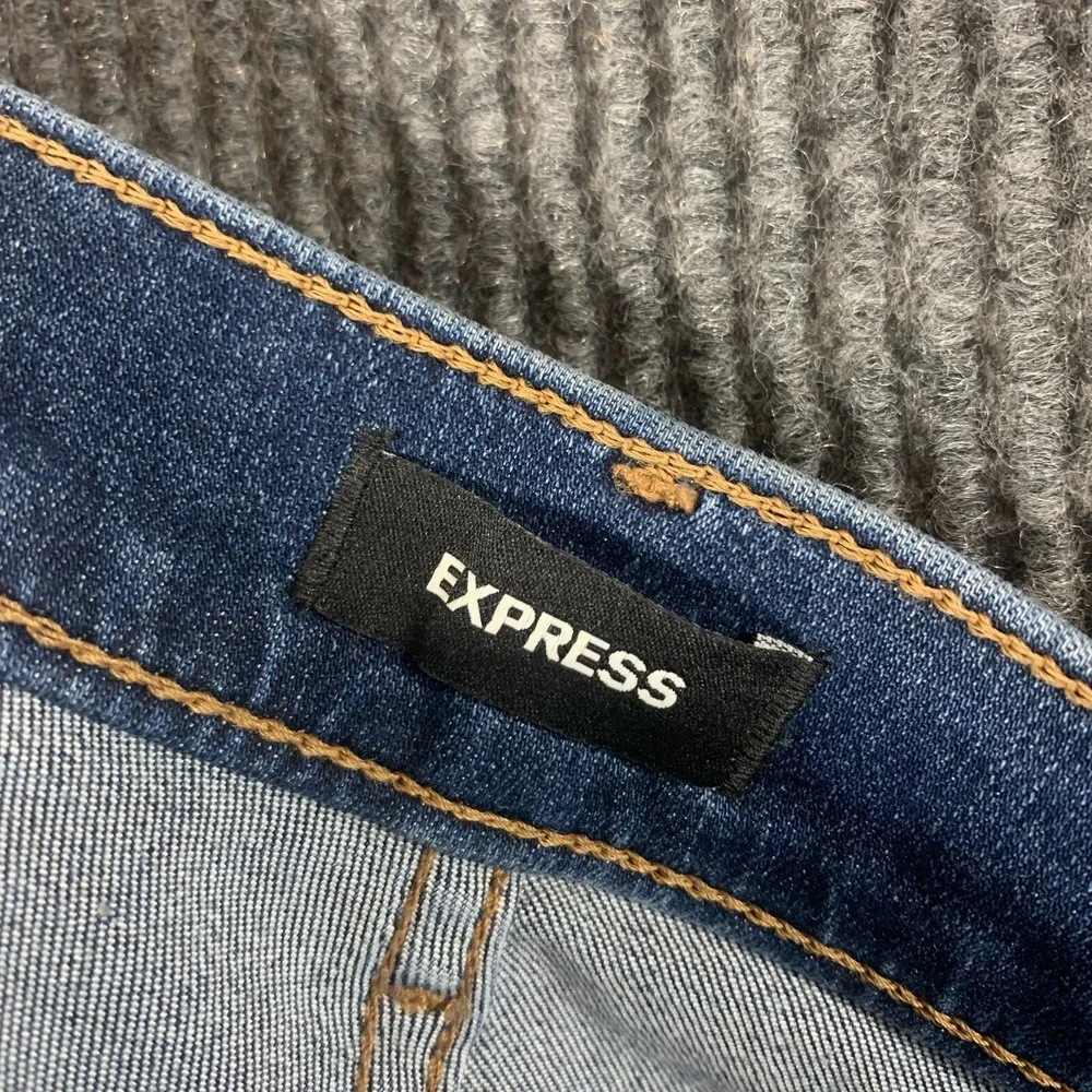 Express Jeans Womens 0 Blue Cropped‎ Skinny High Rise Ripped Distressed 28x25